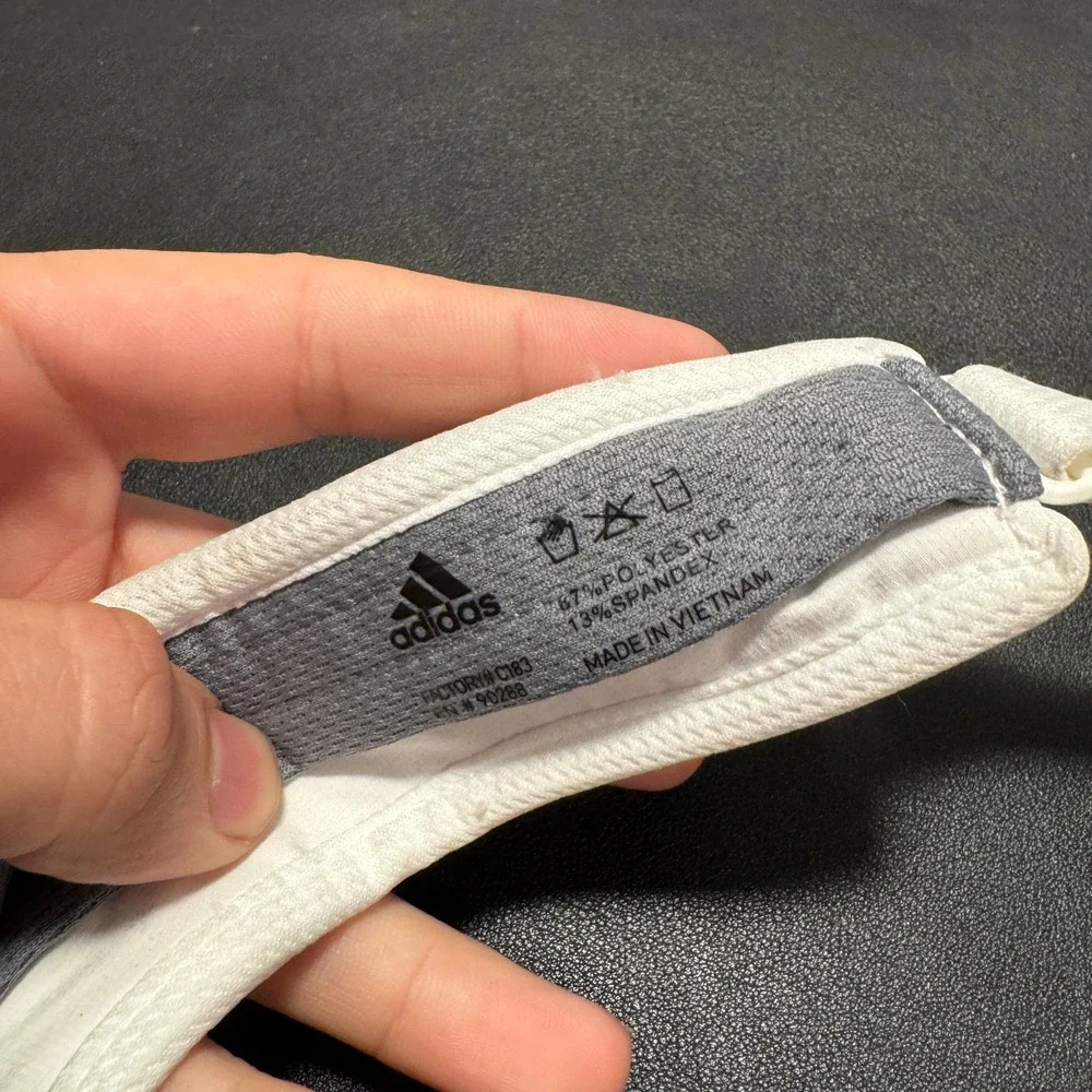 Adidas Visor Hat Cap White 3 Stripes Aeroready Strap Back Sun Tennis Athletic‎